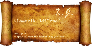 Klamarik József névjegykártya